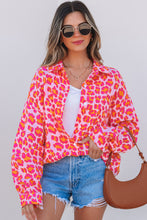 Cargar imagen en el visor de la galería, Rose Leopard Printed Button Up Loose Shirt