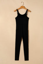 Load image into Gallery viewer, Black High Waist Backless Side Pockets Sports Jumpsuit