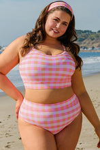 Cargar imagen en el visor de la galería, Pink Plus Size Plaid Print High Waist Bikini Set