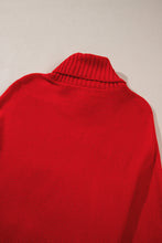 Load image into Gallery viewer, Red Merry Letter Embroidered High Neck Sweater