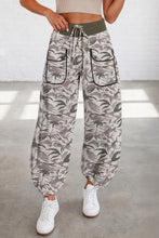 Load image into Gallery viewer, Multicolour Drawstring Contrast Waistband Camouflage Joggers Pants