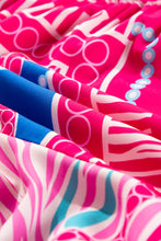 Load image into Gallery viewer, Rose Boho Abstract Printed Puff Sleeve Drawstring Waist Ruffled Mini Dress