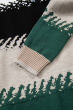 Load image into Gallery viewer, Black Stylish Color Block Pattern Drop Shoulder Sweater