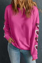 Cargar imagen en el visor de la galería, Sequined Heart Patched Drop Shoulder Valentines Sweatshirt