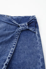 Cargar imagen en el visor de la galería, Sail Blue Acid Wash Asymmetric Twisted Wrapped Zipped Denim Skort