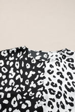 Load image into Gallery viewer, Black Plus Size Contrast Leopard Half Sleeve Blouse