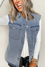 Load image into Gallery viewer, Beau Blue Denim Flap Pocket Curved Hem Shirt Vest