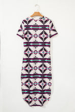 Load image into Gallery viewer, Beige Western Aztec Printed Long T-shirt Dress
