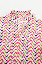 Load image into Gallery viewer, Multicolour Chevron Print Ruffled Sleeve Blouse
