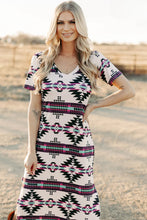 Load image into Gallery viewer, Beige Western Aztec Printed Long T-shirt Dress