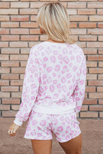 Load image into Gallery viewer, Pink Leopard Animal Print Pullover and Shorts Loungewear