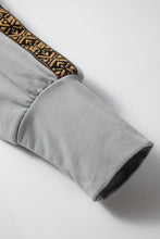 Cargar imagen en el visor de la galería, Medium Grey Aztec Accent Side Slit Open Front Long Cardigan