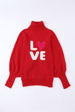 Load image into Gallery viewer, Red Merry Letter Embroidered High Neck Sweater