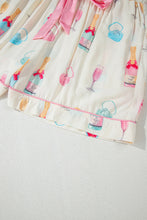 Cargar imagen en el visor de la galería, White Christmas Wine Glass Print Bow Knot Two Piece Pajama Set