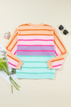 Load image into Gallery viewer, Multicolour Gradient Striped Ribbed Edge Loose Sweater