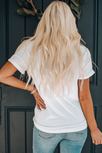 Load image into Gallery viewer, White Sequin Strawberry Patched Crew Neck T Shirt