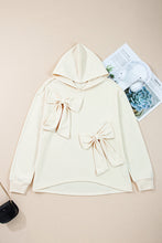 Cargar imagen en el visor de la galería, White Solid Color Cute Bow Detail Loose Hoodie