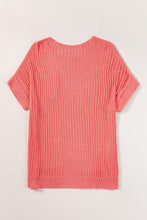 Load image into Gallery viewer, Fresh Salmon Rolled Cuffs Loose Knit Tee with Slits