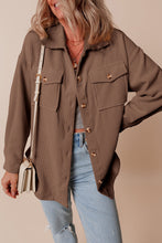 Load image into Gallery viewer, Chestnut Corduroy Flap Pocket Button Up Shacket