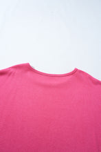 Cargar imagen en el visor de la galería, Bright Pink Floral Patchwork Flounce Sleeve Rib Knit Plus Top