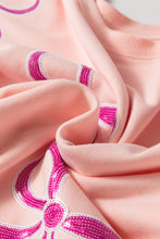 Load image into Gallery viewer, Apricot Pink Sequined Bowknot Drop Shoulder Oversized Sweatshirt