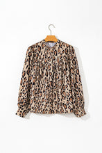 Cargar imagen en el visor de la galería, Light French Beige Oversized Leopard Print Balloon Sleeve Casual Shirt