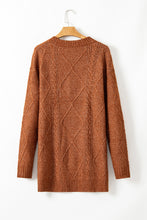 Load image into Gallery viewer, Coffee Cable Knit Drop Shoulder Loose Fit Sweater Dress