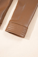 Load image into Gallery viewer, Chestnut Solid Faux Leather Zipper Slim Fit Jacket