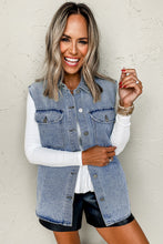 Load image into Gallery viewer, Beau Blue Denim Flap Pocket Curved Hem Shirt Vest