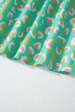 Load image into Gallery viewer, Green Abstract Printed Lace-up Lantern Sleeve Babydoll Blouse