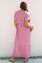 Cargar imagen en el visor de la galería, Pink Solid Color T-shirt High Waist Pocketed Long Dress