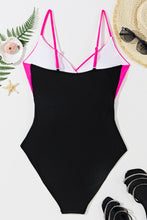 Cargar imagen en el visor de la galería, Rose Red Crossover Colorblock Cutout One Piece Swimsuit