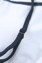 Load image into Gallery viewer, Navy Blue Ribbed Drawstring Sides Cutout One Piece Swimsuit