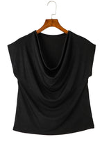 Load image into Gallery viewer, Black Cowl Neck Bat Sleeve T Shirt