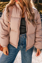 Load image into Gallery viewer, Apricot Pink Full Zipper Quilted Puffer Jacket