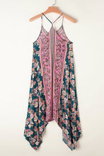 Cargar imagen en el visor de la galería, Pink Bohemian Floral Patchwork Print Long Sundress