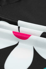 Load image into Gallery viewer, Black Flower/Bowknot Print Bubble Sleeve Tee