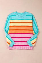 Load image into Gallery viewer, Yellow Stripe Gradient Striped Ribbed Edge Loose Sweater