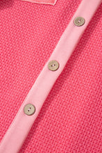 Load image into Gallery viewer, Peach Blossom Two Tone Contrast Waffle Knit Buttoned Loose Shacket