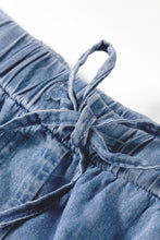 Cargar imagen en el visor de la galería, Dusk Blue Tiered Raw Edge Ruffled Plus Size Wide Leg Denim Pants