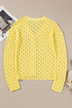Load image into Gallery viewer, Yellow Pointelle Knit V Neck Sweater Cardigan