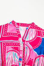 Load image into Gallery viewer, Rose Boho Abstract Printed Puff Sleeve Drawstring Waist Ruffled Mini Dress