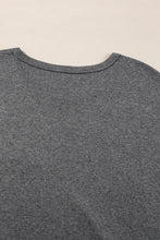 Load image into Gallery viewer, Dark Grey Checkerboard Striped Patchwork Lantern Sleeve Pocketed Blouse