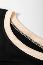 Load image into Gallery viewer, Black Color Contrast Loose Pullover and Lace-up Waist Skort Set