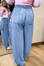 Load image into Gallery viewer, Beau Blue Drawstring Elastic Waist Pocketed Loose Denim Pants