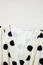 Load image into Gallery viewer, Beige Polka Dot Printed Surplice V Neck Puff Sleeve Mini Dress