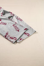 Cargar imagen en el visor de la galería, Gray Cowgirl Boots Printed Long Sleeve Top Pants Lounge Set