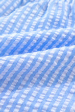 Load image into Gallery viewer, Sky Blue Stripe V Neck Bowknot Crop Tank and Shorts Set