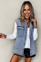 Load image into Gallery viewer, Beau Blue Denim Flap Pocket Curved Hem Shirt Vest