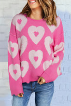 Load image into Gallery viewer, Bonbon Pearl Beaded Heart Drop Shoulder Sweater